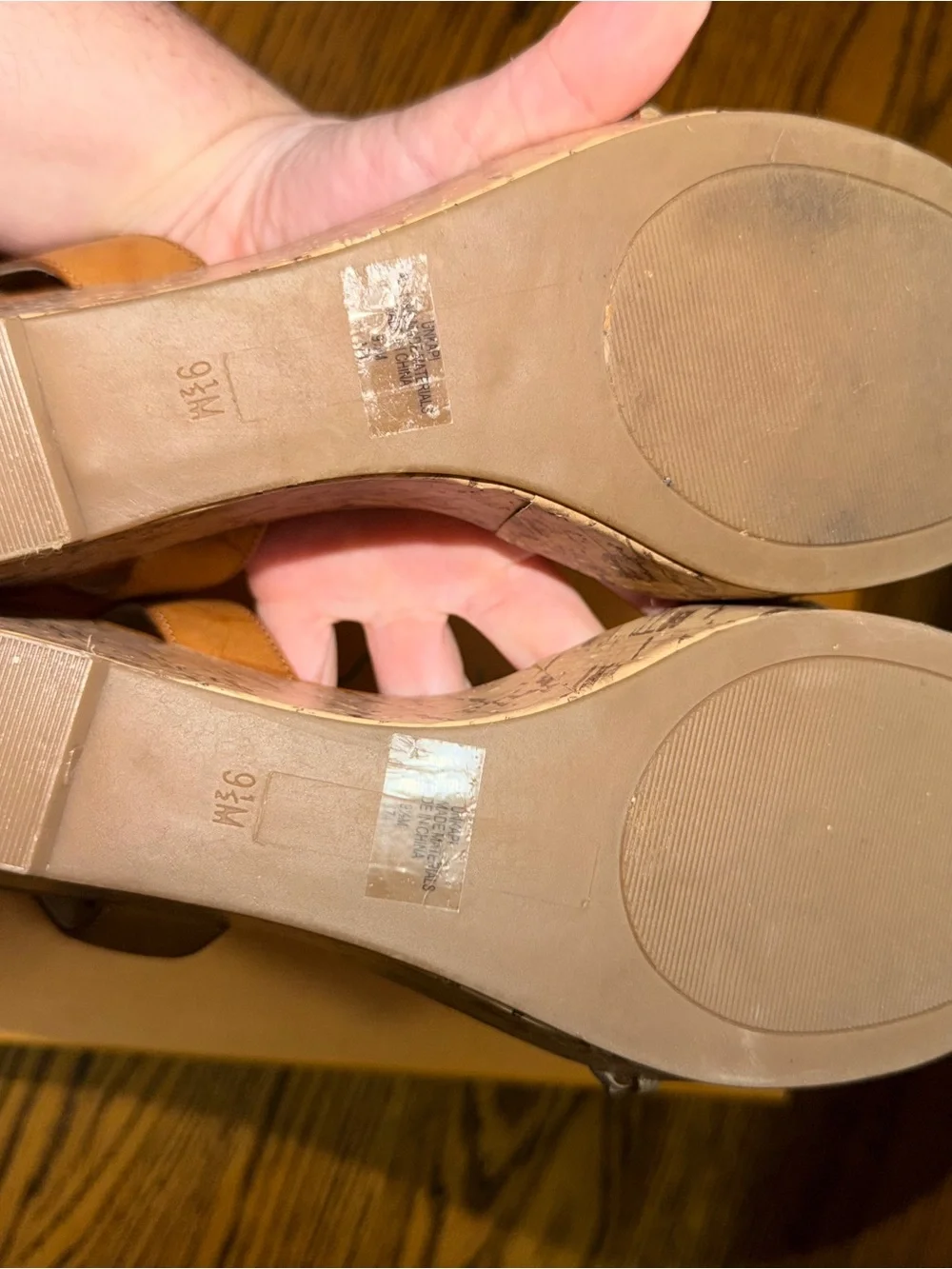 Unisa Tan Wedge Sandals with Braided Gold Straps
